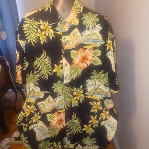 Men's Black Batnik Bay Hawaiian Rayon Shirt Size XXL